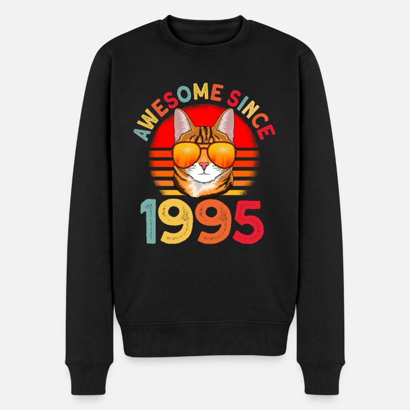 Awesome since 1995 Katze 27. Geburtstag Geschenk - Männer Premium Bio Pullover - Schwarz