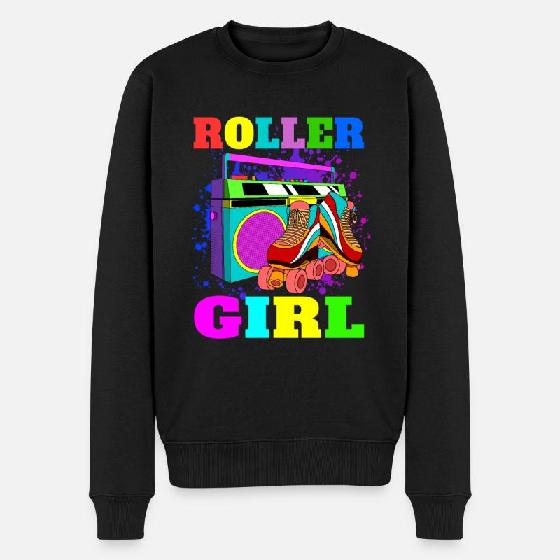 Rollschuhe Geschenk Retro Rollschuh Mädchen - Männer Premium Bio Pullover - Schwarz