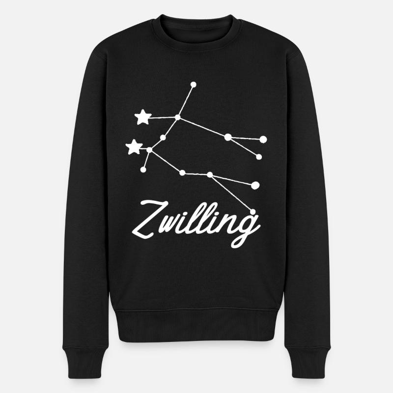 Sternzeichen Zwilling - Tierkreiszeichen - Männer Premium Bio Pullover - Schwarz