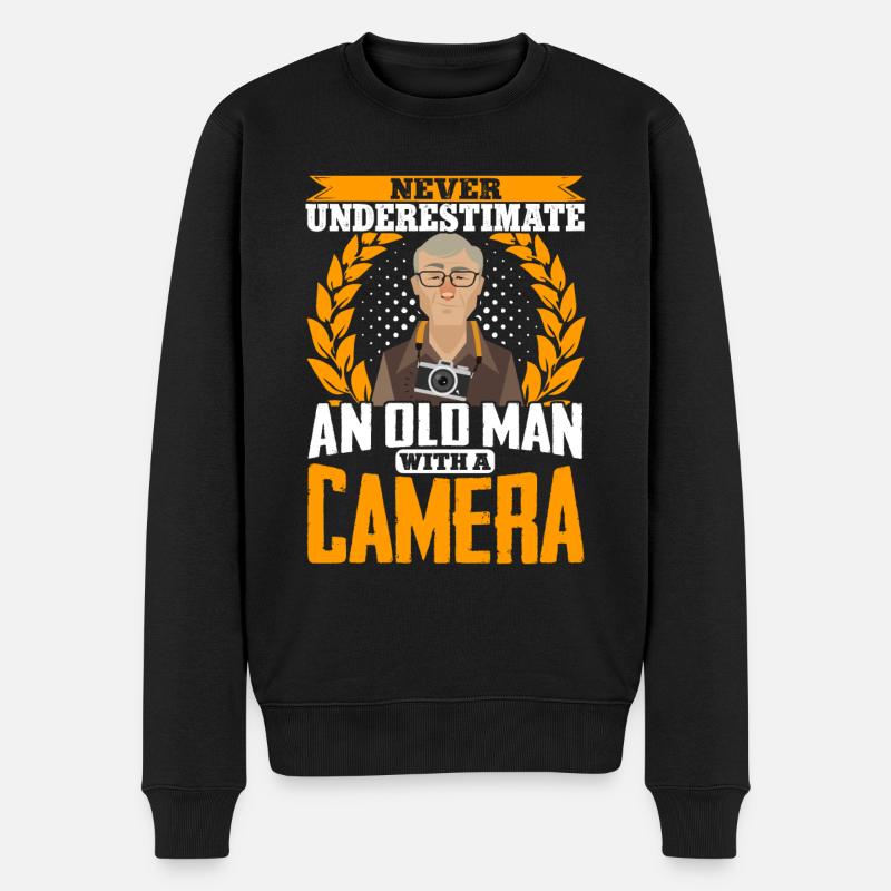 Photography Camera Lens Never - Männer Premium Bio Pullover - Schwarz