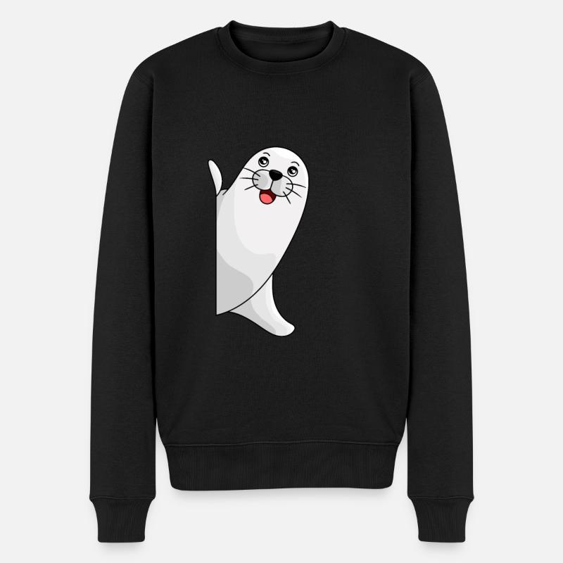 robbe mädchen Junge Seelöwe Seehund - Männer Premium Bio Pullover - Schwarz