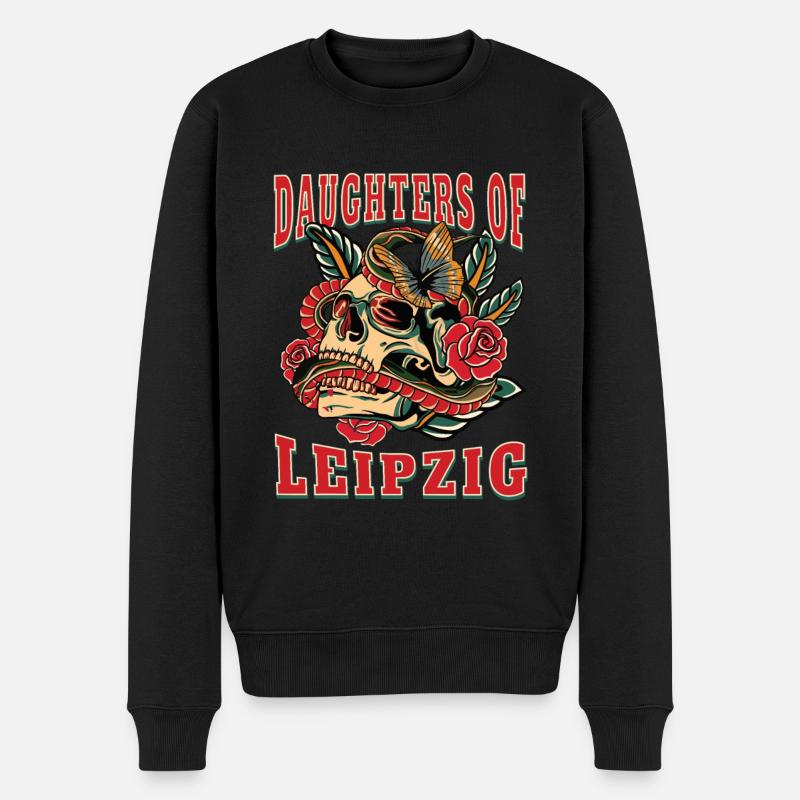 Leipzig Power-Frau daughters of Leipzig - Männer Premium Bio Pullover - Schwarz