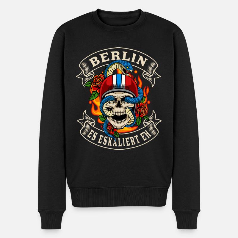 Berlin Biker Geschenk es eskaliert eh Berlin - Männer Premium Bio Pullover - Schwarz
