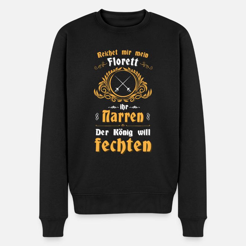Fechter König will Fechten - Fechtsport Florett - Männer Premium Bio Pullover - Schwarz