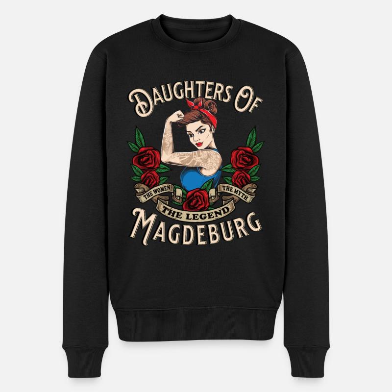 Magdeburg Frau Geschenk daughters of Magdeburg - Männer Premium Bio Pullover - Schwarz