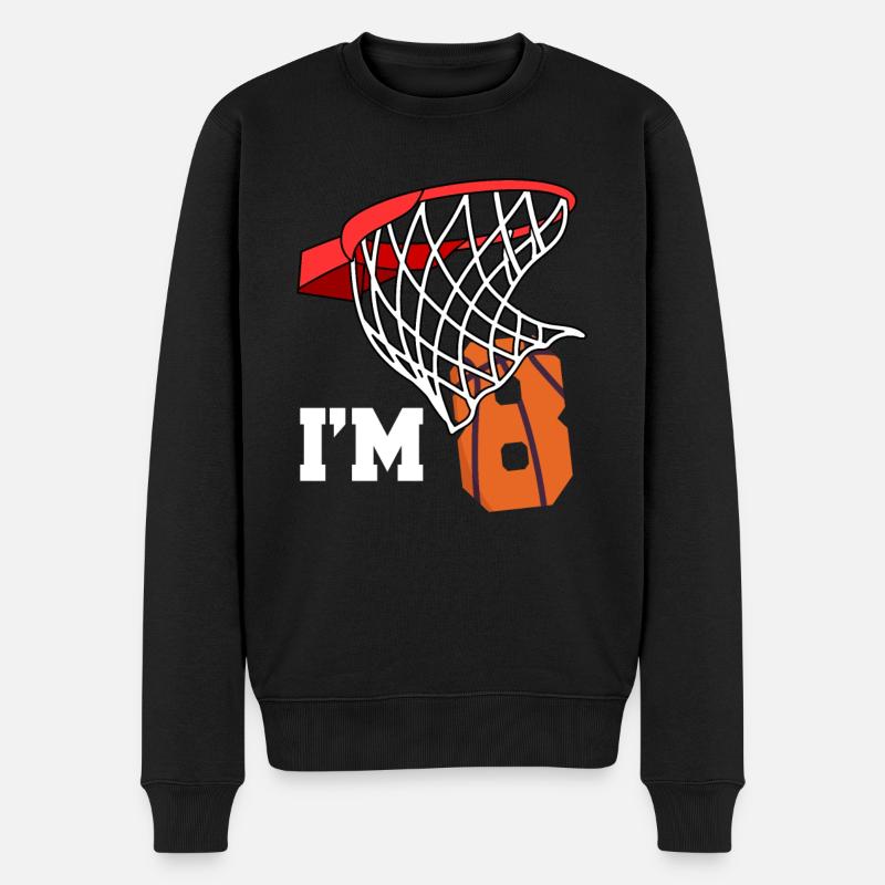 Ich Bin 8 Basketball 8. Geburtstag Basketballer - Männer Premium Bio Pullover - Schwarz