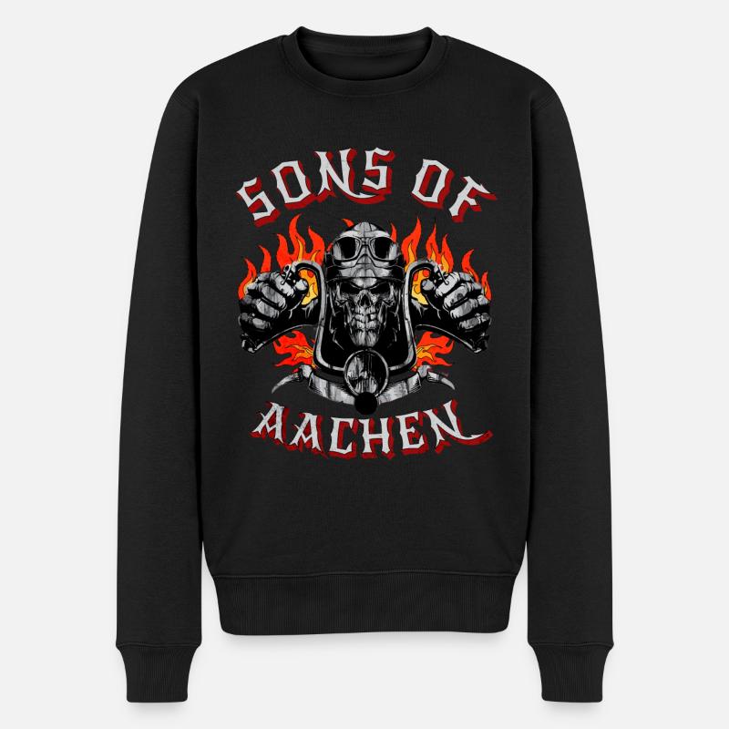 Aix-la-Chapelle Biker Geschenk fils d’Aix-la-Chapelle - Pull Premium bio Homme - noir