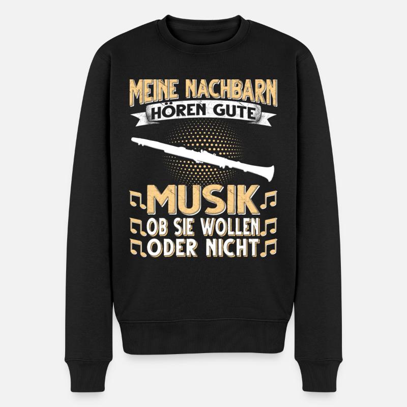 Klarinette. Meine Nachbarn hören gute Musik - Männer Premium Bio Pullover - Schwarz