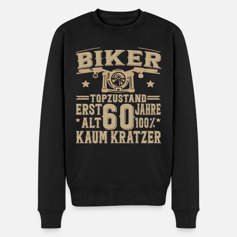 60 Geburtstag Mann Biker 60 Jahre Motorrad - Männer Premium Bio Pullover - Schwarz