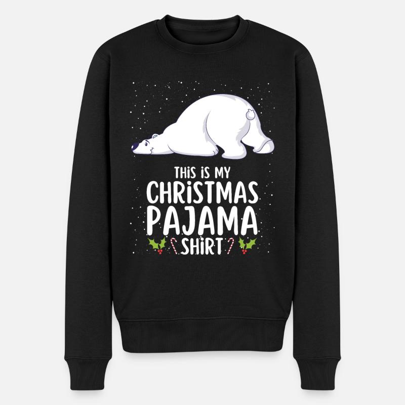 Weihnachten Pyjama Schlafanzug Schlafshirt - Männer Premium Bio Pullover - Schwarz