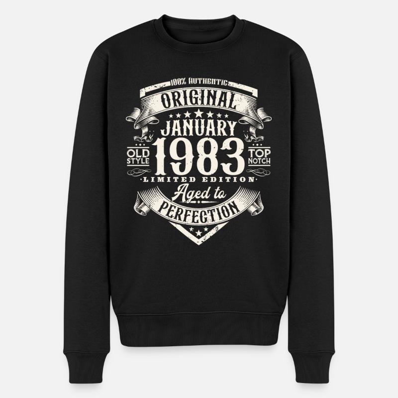 Januar 1983 Jahrgang Geburtstag Retro Geschenk - Männer Premium Bio Pullover - Schwarz