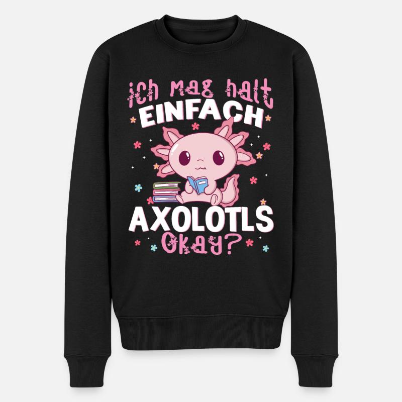 Axolotl - Männer Premium Bio Pullover - Schwarz