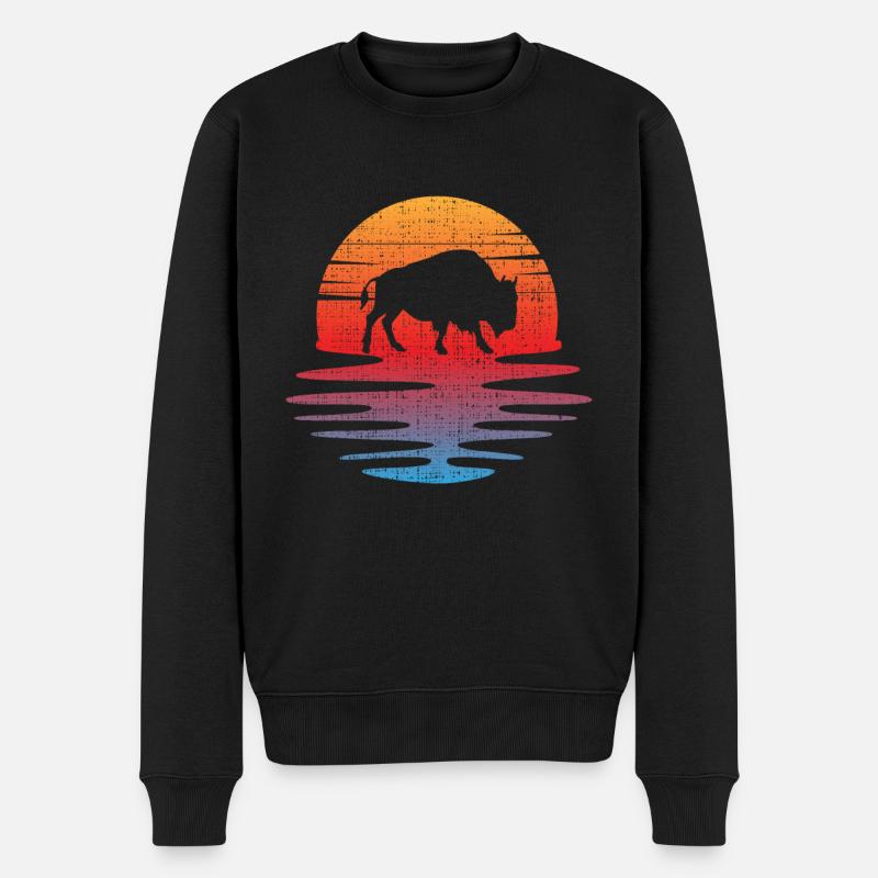 Büffel - Männer Premium Bio Pullover - Schwarz
