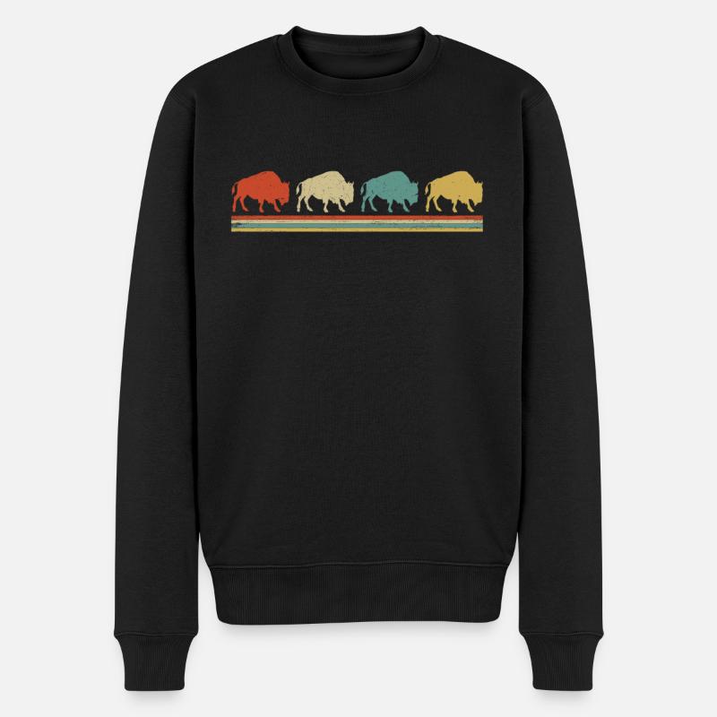 Büffel - Männer Premium Bio Pullover - Schwarz