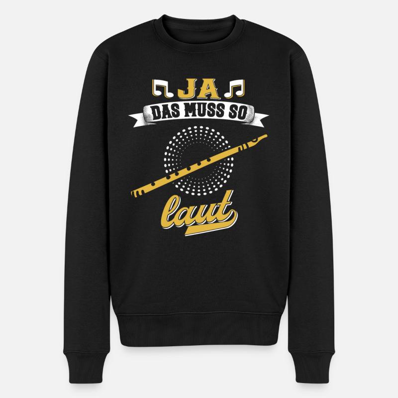 Flöte Orchester Flötenspieler Musik Flötist - Männer Premium Bio Pullover - Schwarz