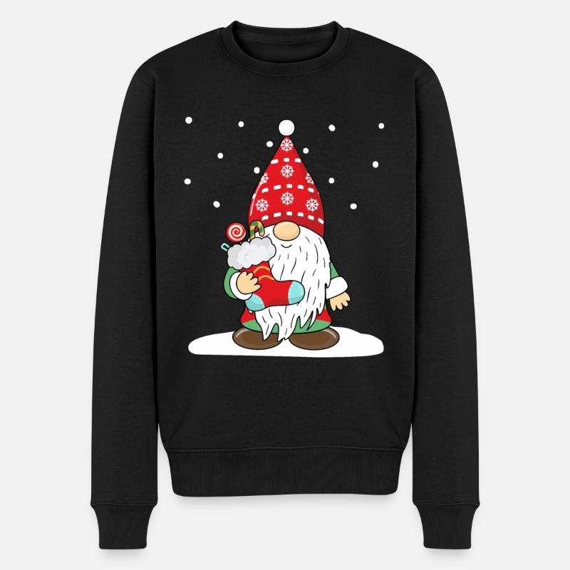 Weihnachts Gnom Zwerg Wichtel - Männer Premium Bio Pullover - Schwarz