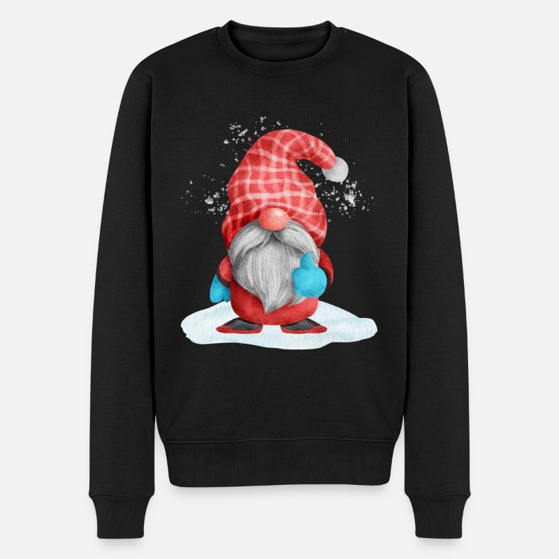 Weihnachts Gnom Zwerg Wichtel - Männer Premium Bio Pullover - Schwarz
