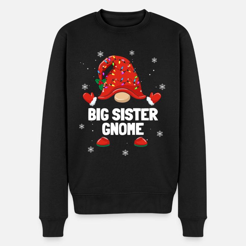 Weihnachtszwerg Big Sister Gnom Weihnachten - Männer Premium Bio Pullover - Schwarz
