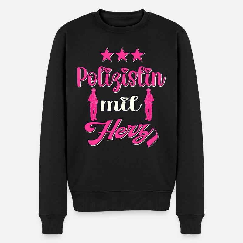Polizistin Polizeibeamtin Polizei - Männer Premium Bio Pullover - Schwarz