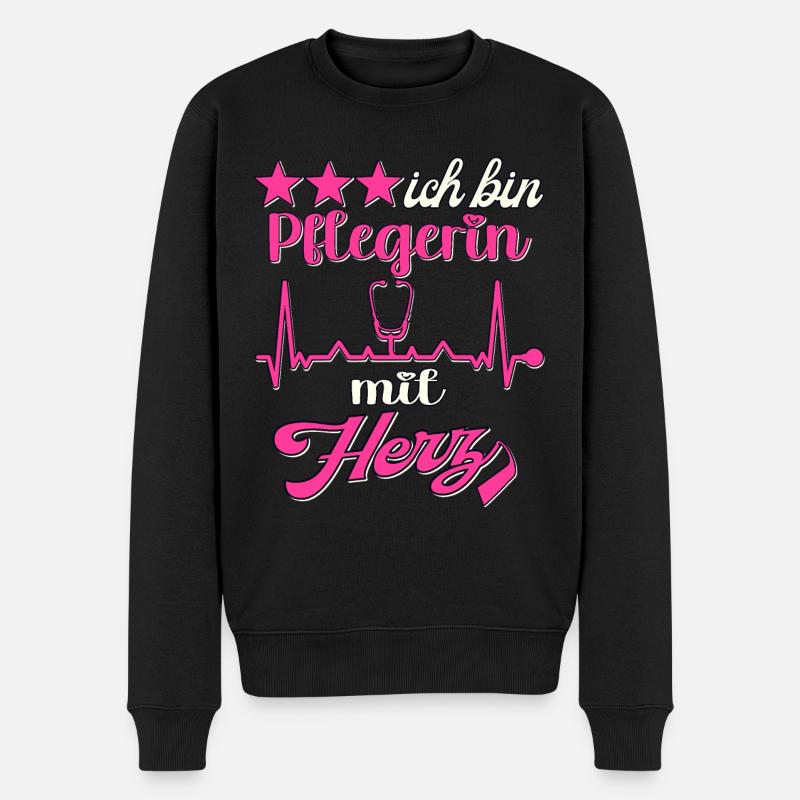 Pflegefachkraft Altenpflegerin Pflegerin - Männer Premium Bio Pullover - Schwarz