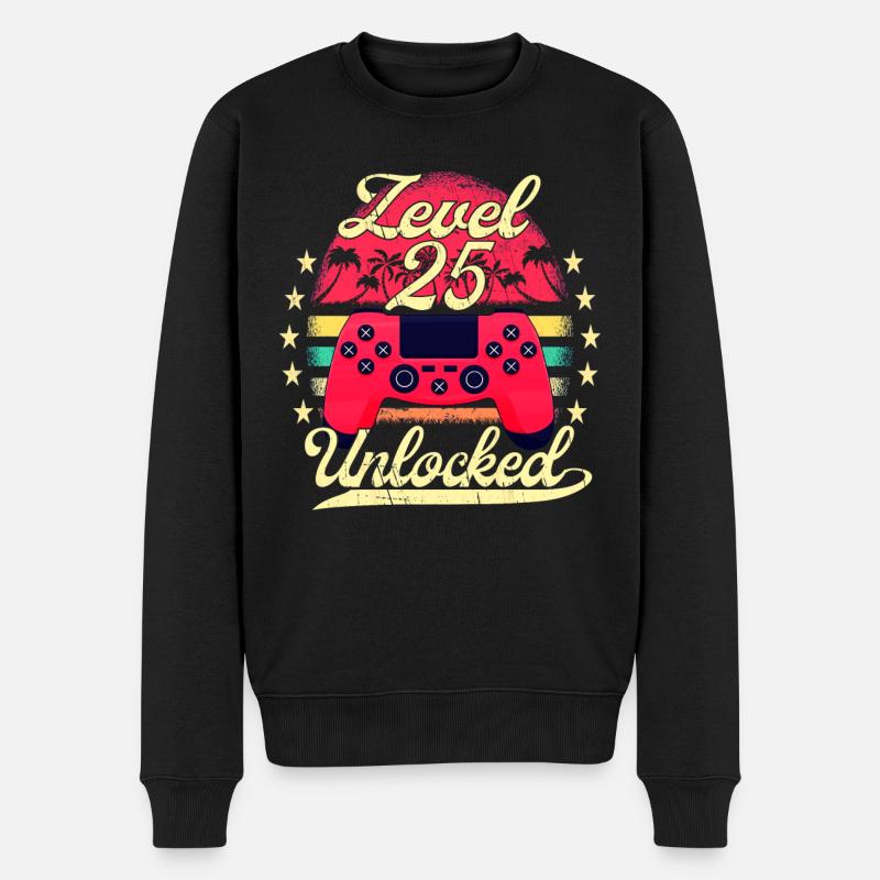 Level 25 Unlocked Männer Gamer Geburtstag Level - Männer Premium Bio Pullover - Schwarz