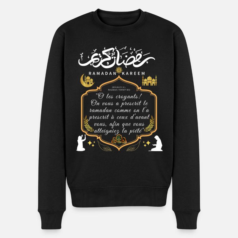 Ramadan Kareem, Sure Al Baqarah - Männer Premium Bio Pullover - Schwarz