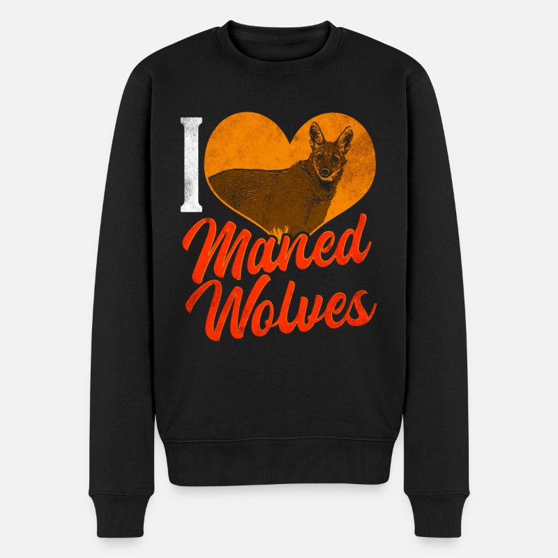 Mähnenwolf - Männer Premium Bio Pullover - Schwarz
