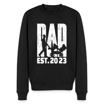 Dad est. 2023 - Männer Premium Bio Pullover - Schwarz - Vorne - Nico (187cm)