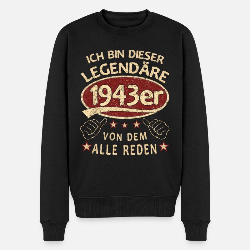 80. Geburtstag 1943 80 er Geburtstag - Männer Premium Bio Pullover - Schwarz