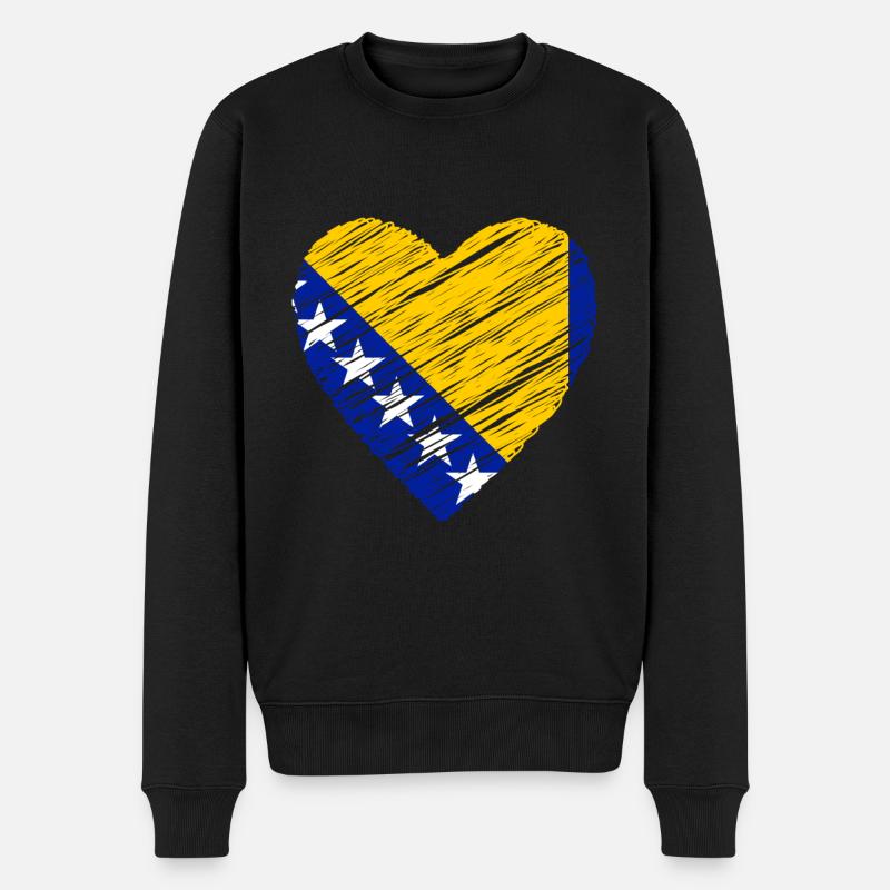 Bosnien Herz - Männer Premium Bio Pullover - Schwarz