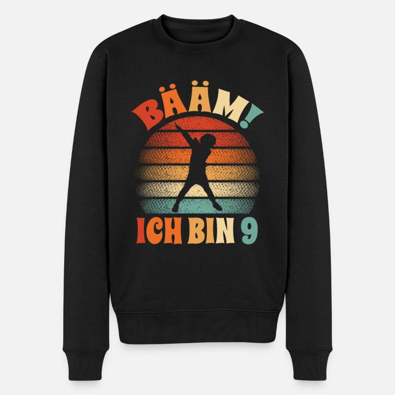 bääm ich bin 9 junge dabbing 9. Geburtstag - Männer Premium Bio Pullover - Schwarz