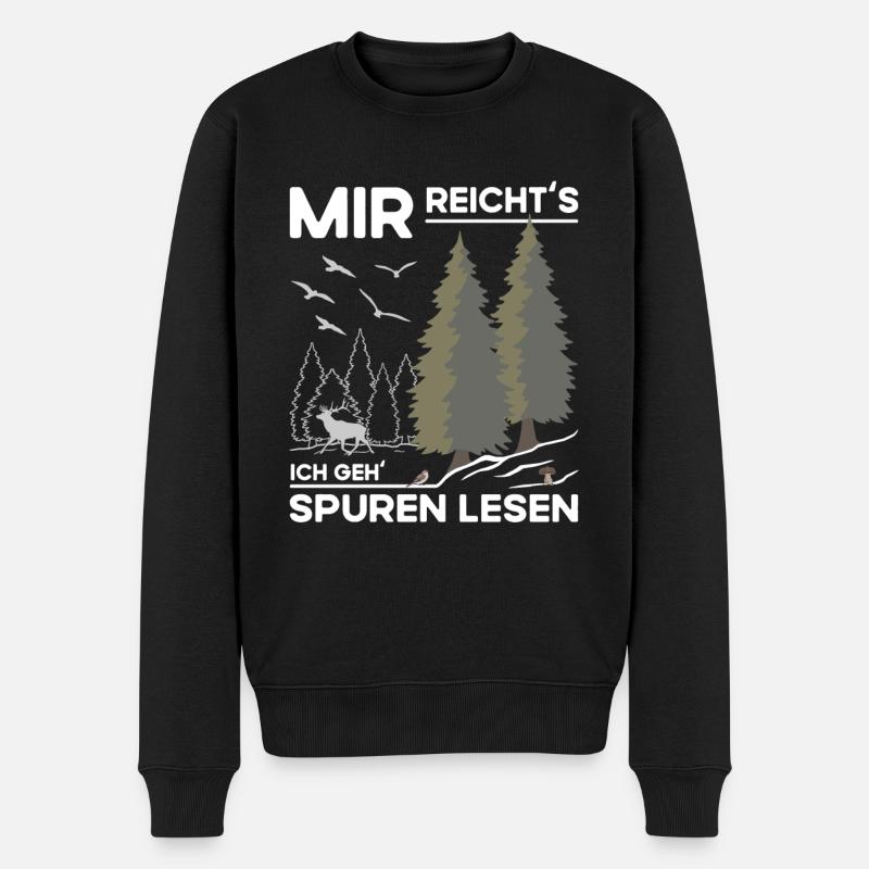 Spuren Lesen - Männer Premium Bio Pullover - Schwarz