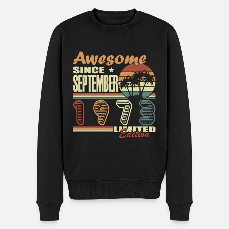 Septembre 1973 Anniversaire Septembre 1973 Septembre - Pull Premium bio Homme - noir