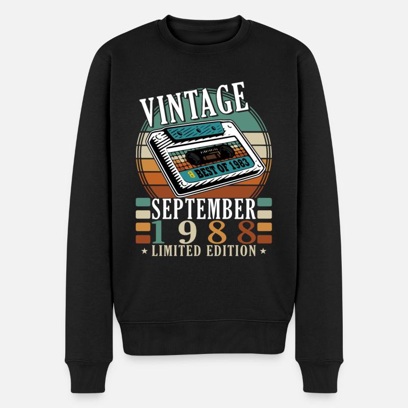 september 1988 Jahrestag september 1988 september - Männer Premium Bio Pullover - Schwarz