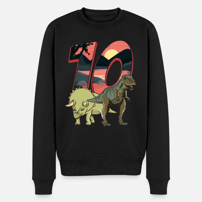 10. Geburtstag Dinosaurier Geschenk 10 Jahre Dino - Männer Premium Bio Pullover - Schwarz