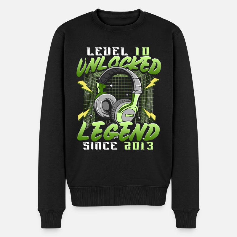 10. Geburtstag 10 Jahre Gamer Level 10 Complete - Männer Premium Bio Pullover - Schwarz