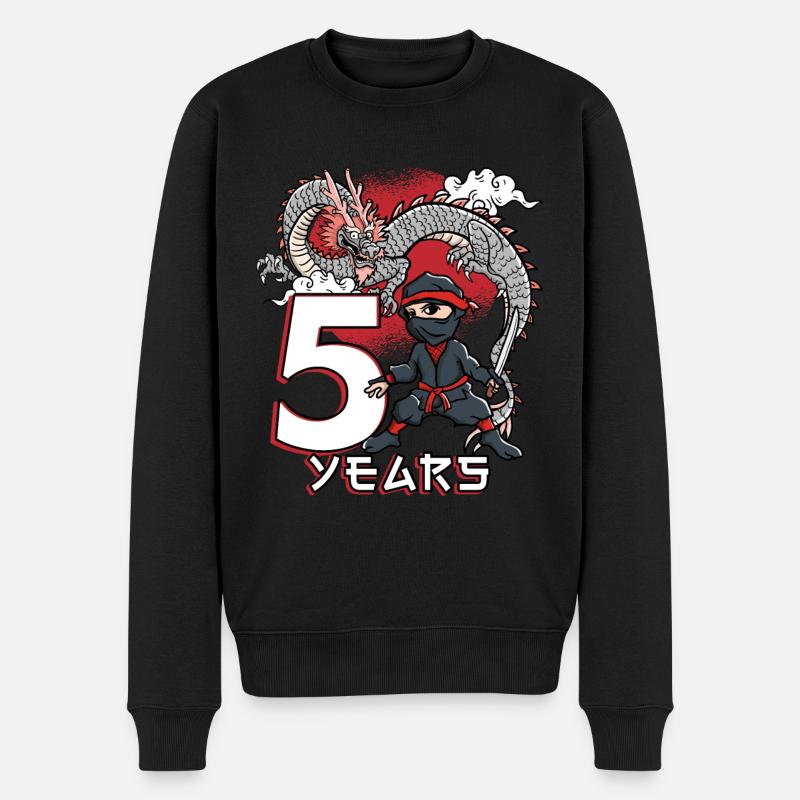 5. Geburtstag Ninja 5 Jahre Ninja Kostüm Jungen - Männer Premium Bio Pullover - Schwarz