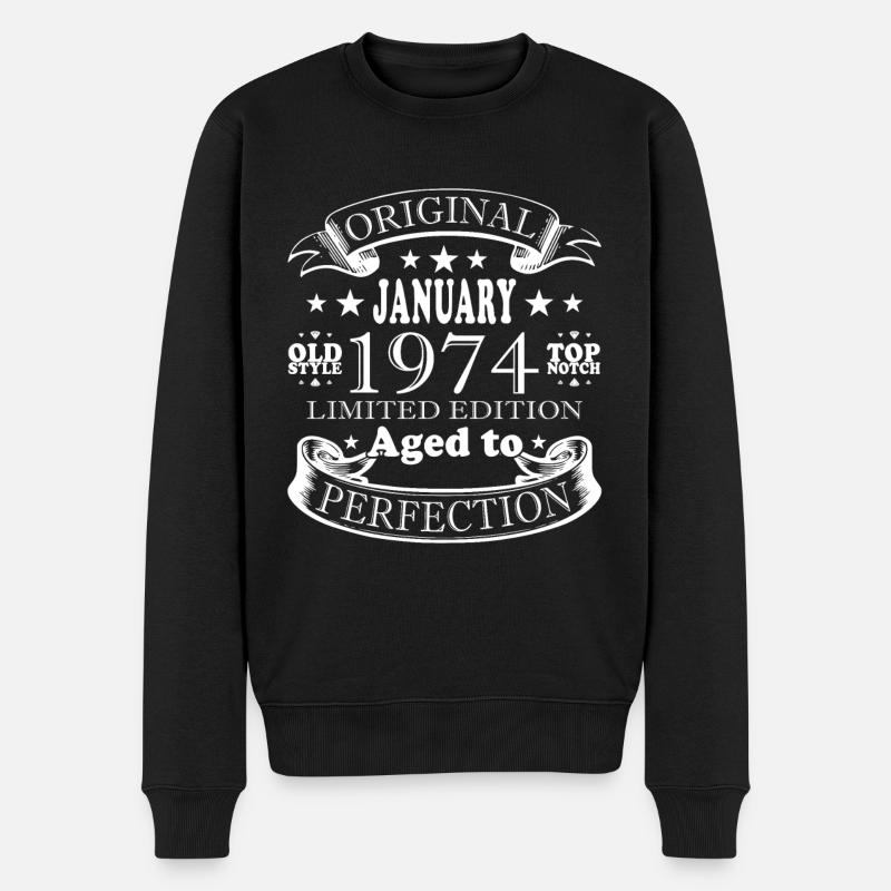 50. Geburtstag 50 Jahre Januar 1974 - Männer Premium Bio Pullover - Schwarz