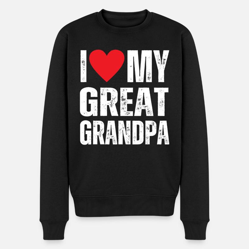 I Love My Great Grandpa - Männer Premium Bio Pullover - Schwarz