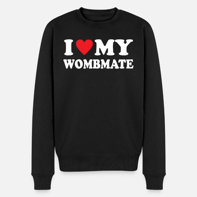 I Love My Wombmate - Männer Premium Bio Pullover - Schwarz