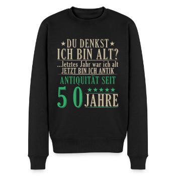 Antiquität 50 Jahre alt - 50. Geburtstag Spruch - Männer Premium Bio Pullover - Schwarz - Vorne - Nico (187cm)