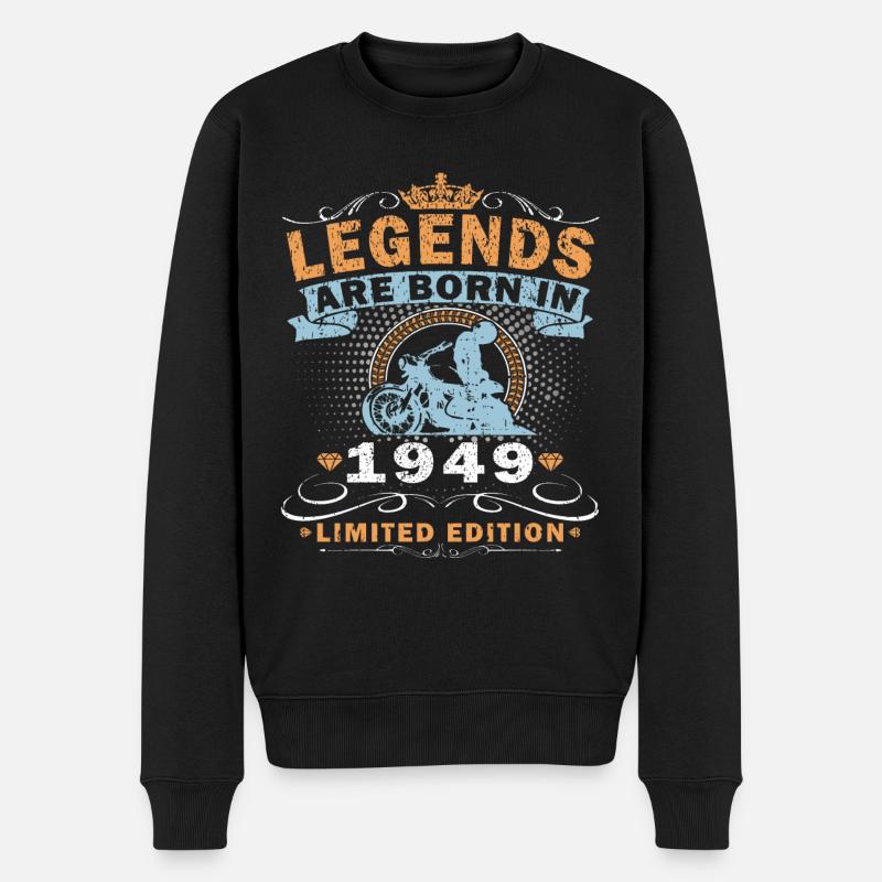 Motorrad Jahr 1949 Biker 75 Jahre Jubiläum - Männer Premium Bio Pullover - Schwarz