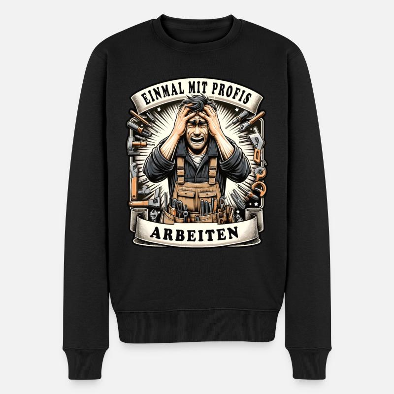 Einmal mit Profis Arbeiten Schreiner - Männer Premium Bio Pullover - Schwarz