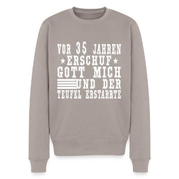 35 Jahre Spruch - 35. Geburtstag lustig 35ter - Männer Premium Bio Pullover - Taupe - Vorne - Nico (187cm)