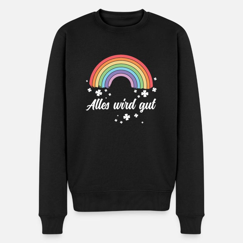 Regenbogen - Alles wird gut! - Männer Premium Bio Pullover - Schwarz
