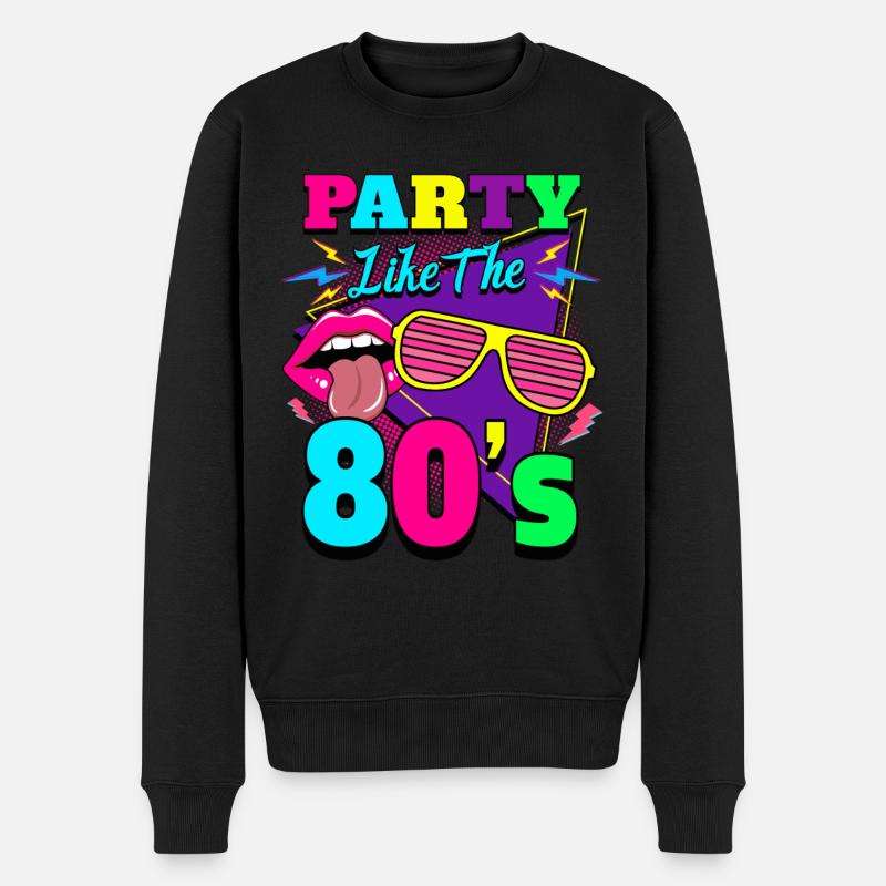Back to the 80s 80's Party Vintage Retro 80er - Männer Premium Bio Pullover - Schwarz