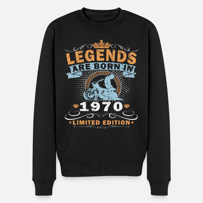 Vintage Motorrad 1970 Retro Geburtstagsgeschenk - Männer Premium Bio Pullover - Schwarz