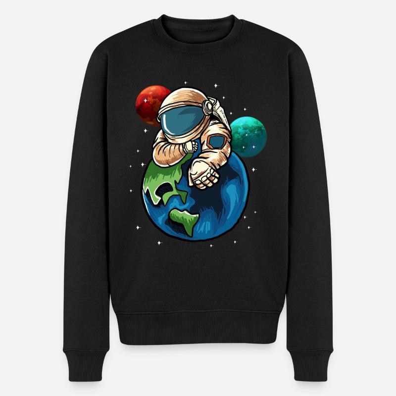 Astronaut Earth Gift Idea - Men's Premium Organic Jumper - black