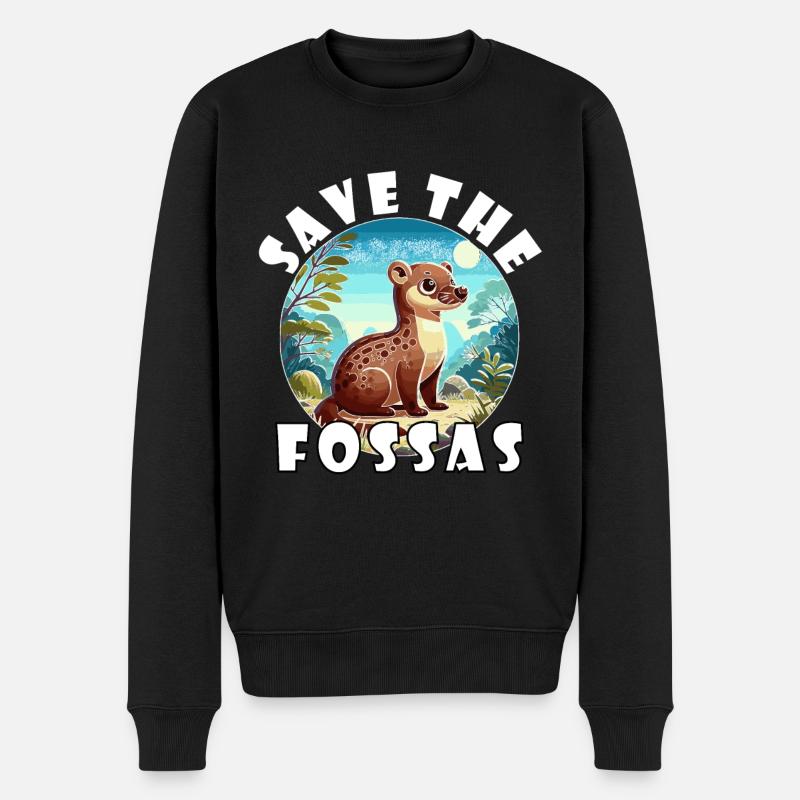 Save the Fossas - Fossa Spruch - Save Fossas - Männer Premium Bio Pullover - Schwarz