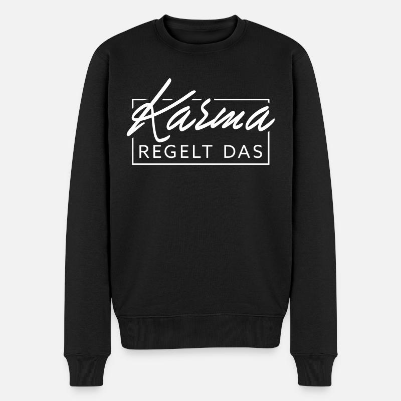 Karma regelt das - Männer Premium Bio Pullover - Schwarz